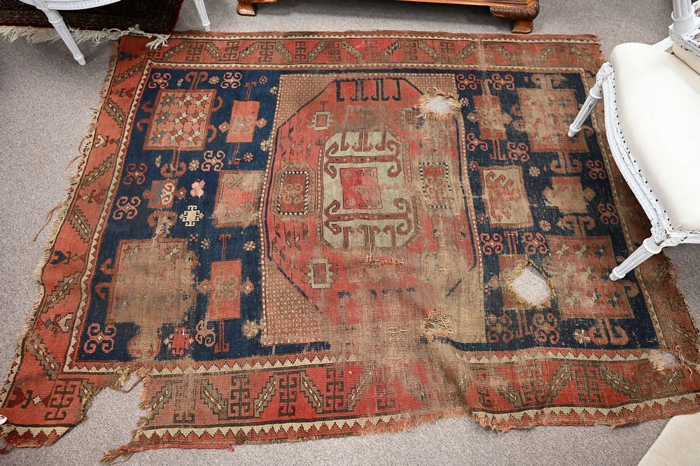 Appraisal: Two Oriental Throw Rugs one very worn ' x '