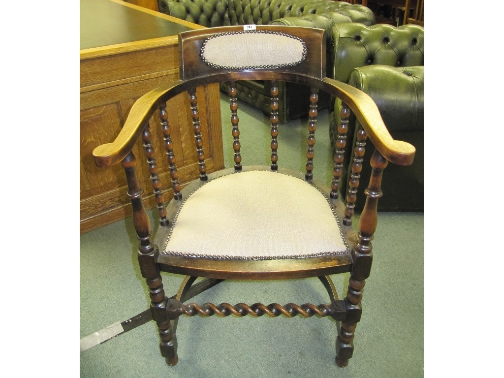 Appraisal: Edwardian spiral and bobbin twist armchair