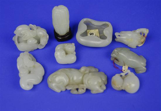 Appraisal: A COLLECTION OF NINE CHINESE PALE GREEN AND WHITE JADE