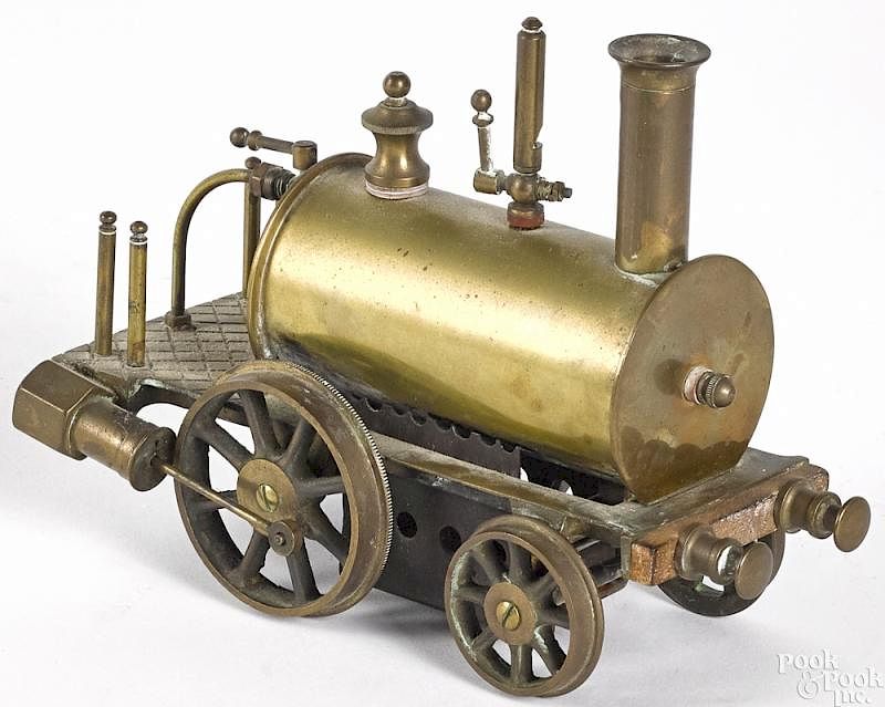 Appraisal: Brass Bassett Lowke type live steam train locomoti Brass Bassett