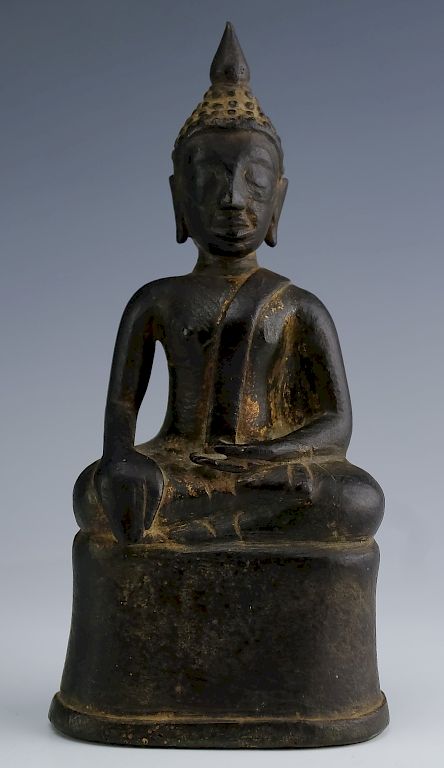 Appraisal: Old E Asian Bronze Seated Buddha Sculpture Statue Antique bronze