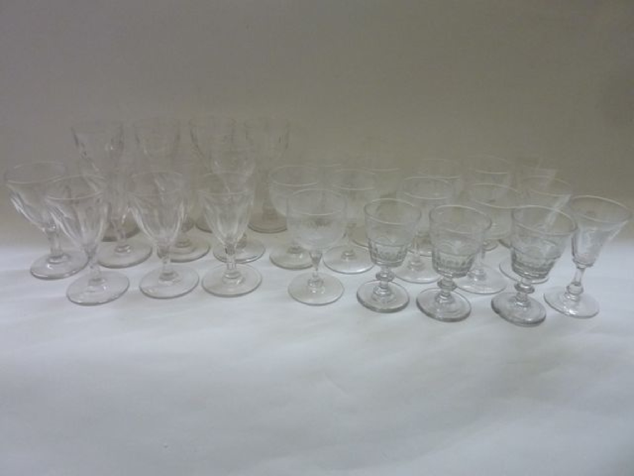 Appraisal: A mixed collection of stem wine glasses various patterns ages