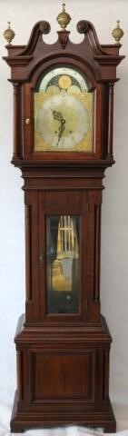 Appraisal: LATE TH C AMERICAN TALL CASE CLOCK CARVED OAKCASE BROKEN