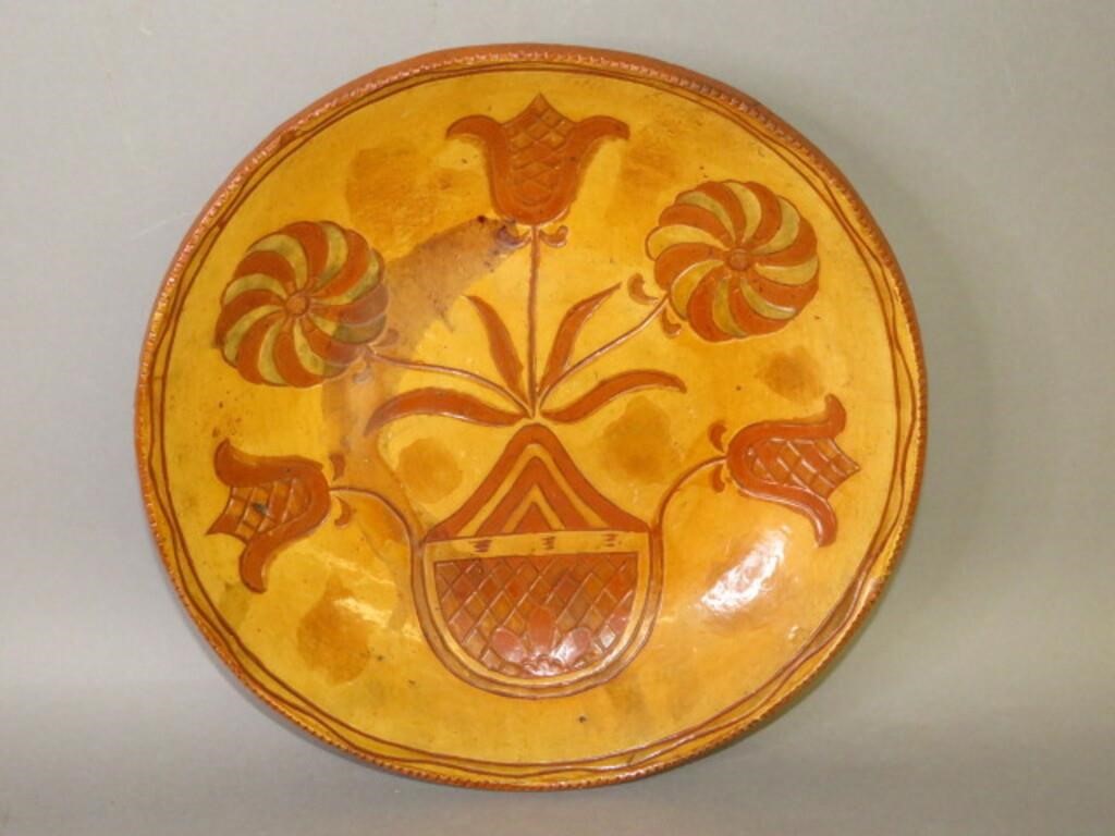 Appraisal: SCARCE PA PRESENTATION SGRAFFITO DISH BY JACOB MEDca early th