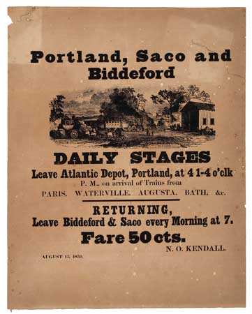 Appraisal: RAILROADS Kendall N O Portland Saco and Biddeford Daily Stages