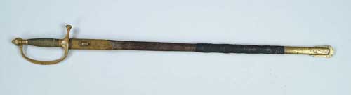 Appraisal: BRASS-HANDLED U S ISSUE SWORD The straight blade marked U