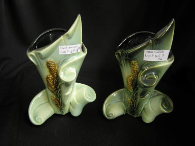 Appraisal: Pair of Hull Art Pottery Parchment Pine vases