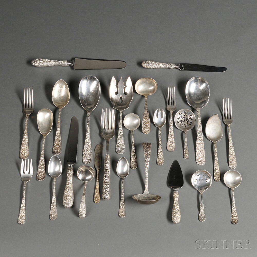 Appraisal: Assembled Stieff Rose Pattern Sterling Silver Flatware Service Baltimore Maryland