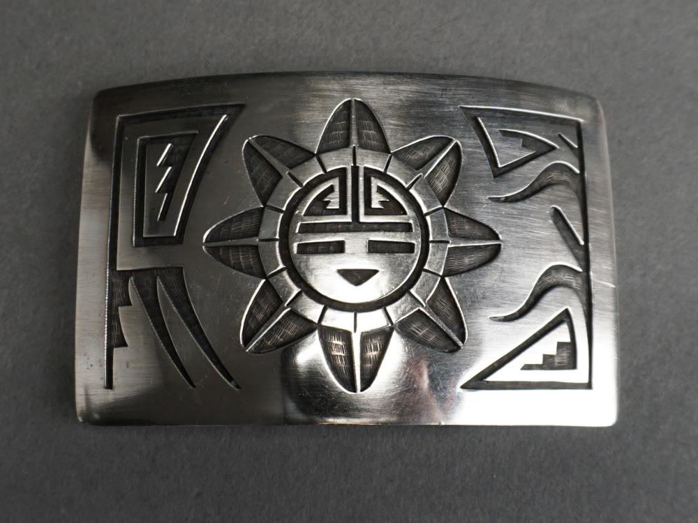 Appraisal: BILLY RAY HAWEE HOPI STERLING SILVER BELT BUCKLE OZTBilly Ray