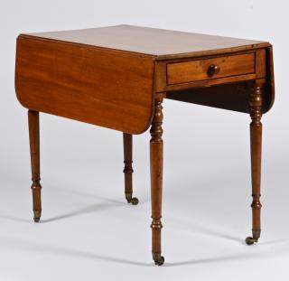 Appraisal: Diminutive Sheraton Mahogany Pembroke Table Diminutive English Sheraton mahogany Pembroke