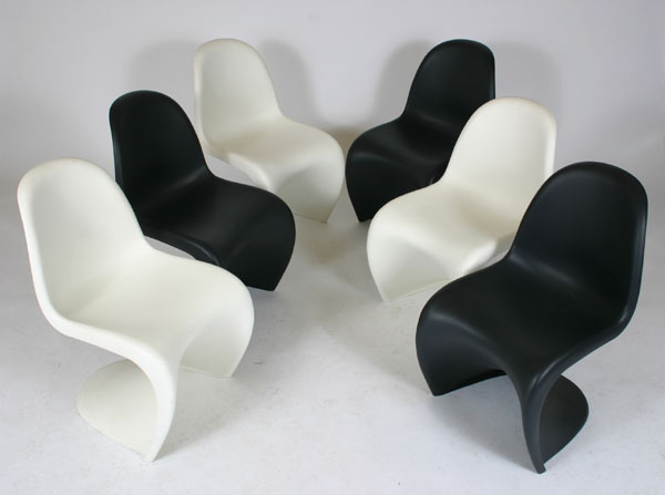 Appraisal: Set of Vernor Panton Vitra stacking chairs black and white