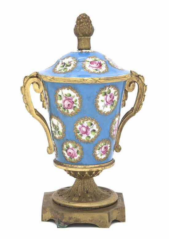 Appraisal: A Sevres Style Gilt Metal Mounted Cache Pot of tapering