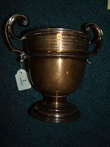 Appraisal: An Edwardian silver trophy cup presented to Mrs and Mrs