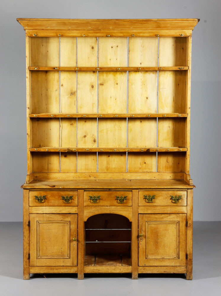 Appraisal: - Welsh Two Piece Pine Dresser Welsh two piece dresser