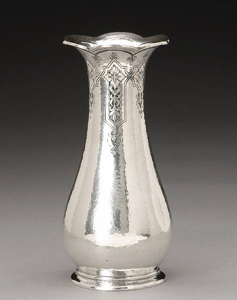 Appraisal: A sterling vase with chased decoration in the Islamic tasteLebkeucher