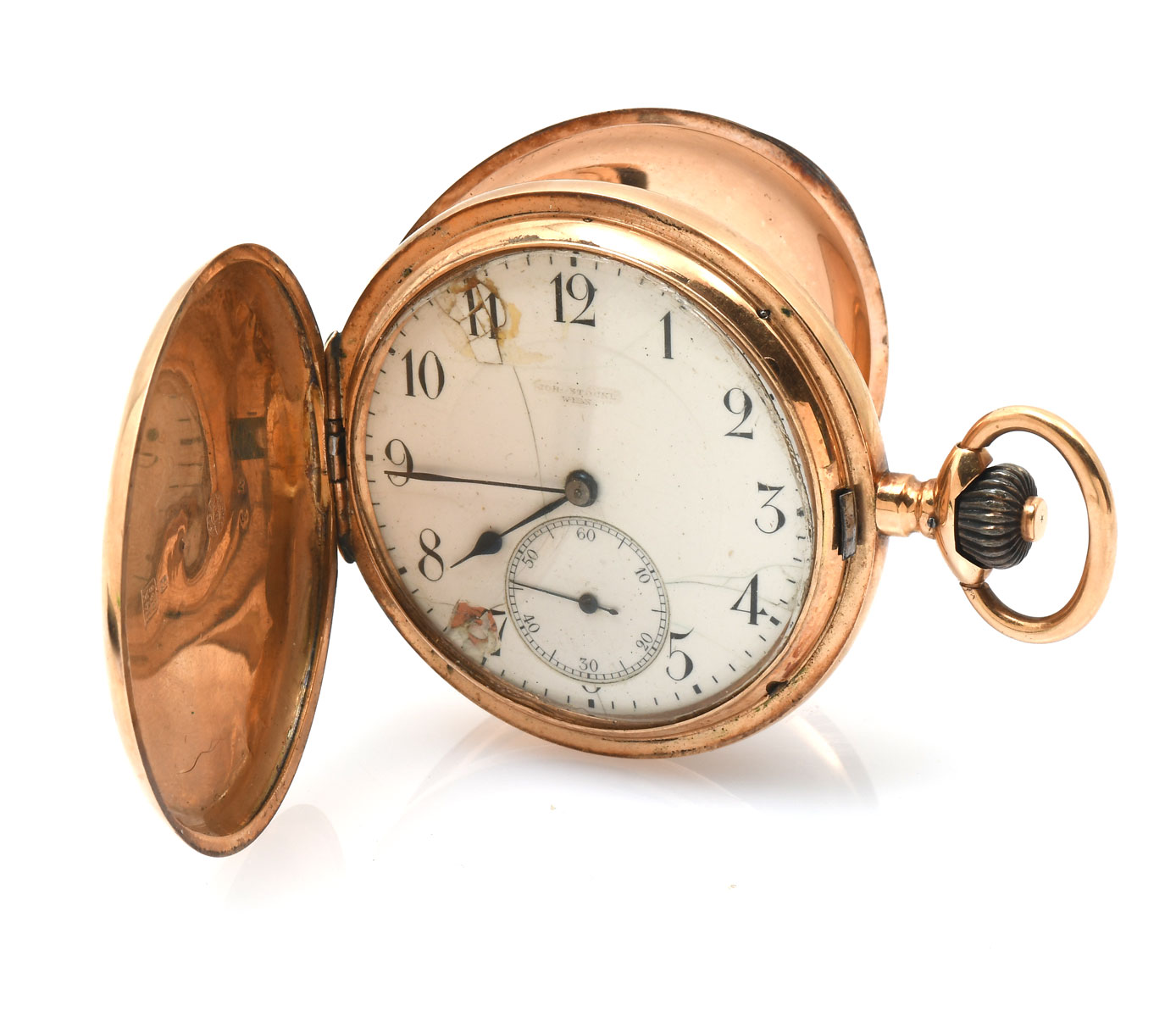 Appraisal: K I W C HUNTERS POCKET WATCH WITH LEATHER CASE