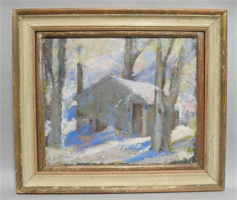 Appraisal: ALEXANDER ROBERTSON JAMES AMERICAN - COTTAGE IN WINTER FOREST Oil