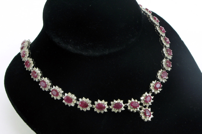 Appraisal: RUBY DIAMOND AND FOURTEEN KARAT GOLD NECKLACE - in length