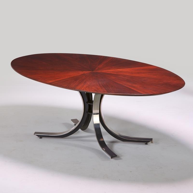 Appraisal: OSVALDO BORSANI Attr STOW DAVIS Sunburst oval dining table USA