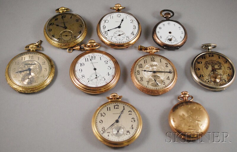 Appraisal: Nine Assorted Open-face and Hunting Case Pocket Watches including a