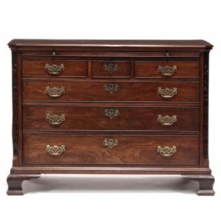 Appraisal: Irish Chippendale Gentleman's Dressing Chest circa mahogany oak and pine