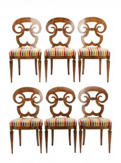 Appraisal: Six Mastercraft Attr Burlwood Style Dining Chairs Attributed to Mastercraft