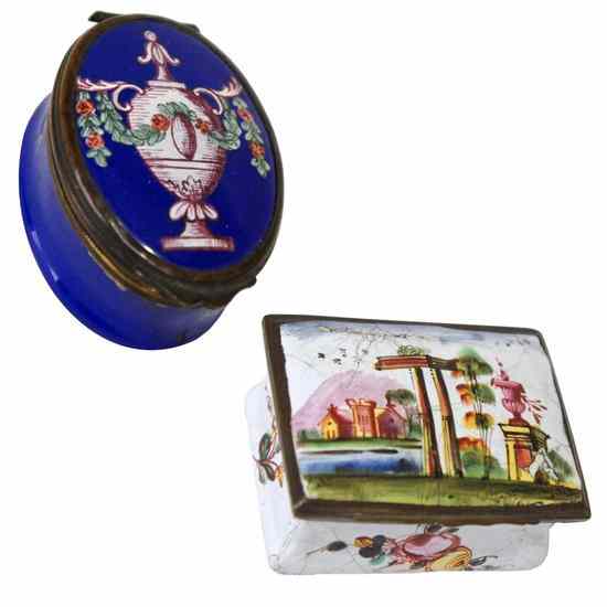 Appraisal: Two English George III Enameled Snuff Boxes circa and the