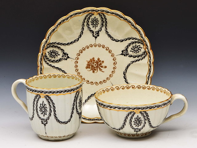 Appraisal: Worcester porcelain triocirca decorated with gilding and enamels in the