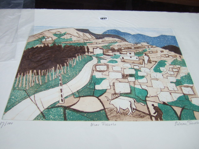 Appraisal: Julian Trevelyan - Near Fiesole colour etching and aquatint signed