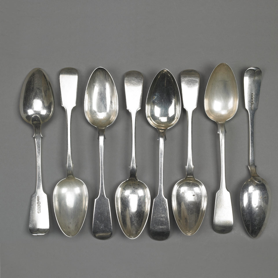 Appraisal: Eight Victorian Scottish Silver Fiddle Pattern Table Spoons Muirhead Arthur