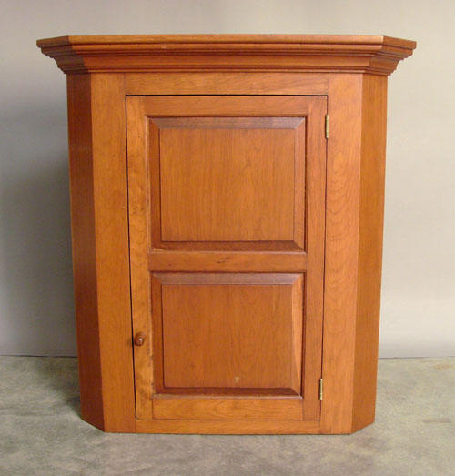 Appraisal: Custom cherry corner cupboard h x l