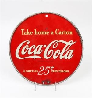 Appraisal: A Vintage Metal Coca-Cola Advertising Sign of circular form Diameter