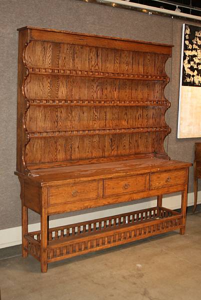 Appraisal: A George III style oak dresser th century height ft