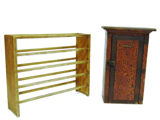 Appraisal: Two wood pieces grain painted drying cooling rack five slats