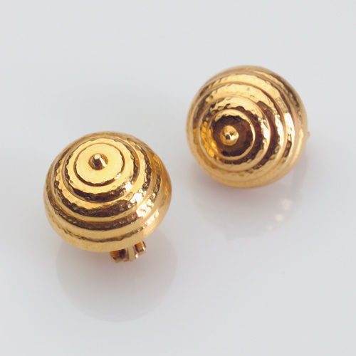 Appraisal: ILIAS LALAOUNIS Earrings in k yellow gold with hammered ringed