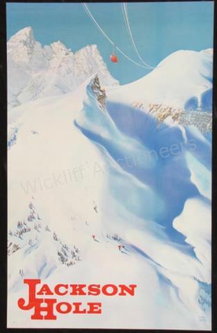 Appraisal: A vintage s travel poster Jackson Hole WY depicting a