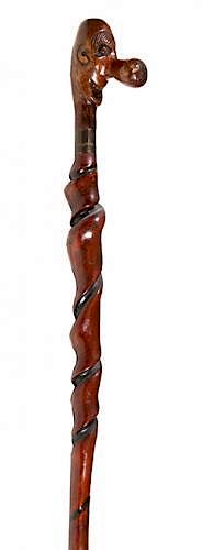 Appraisal: Pinocchio Folk-Art Cane Pinocchio Folk-Art Cane Ca A whimsical carving