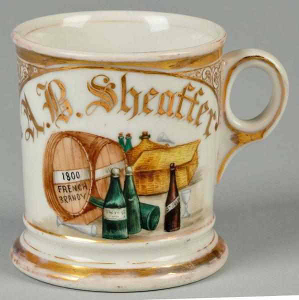 Appraisal: French Brandy Casks Shaving Mug Description Gilt name A B