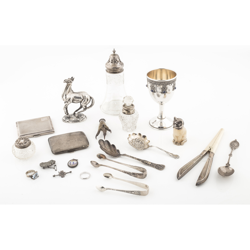 Appraisal: A mixed group of silver including a cast model of