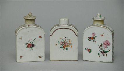 Appraisal: Three Porcelain Tea Caddies