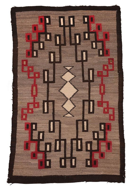 Appraisal: Large Trading Post Weaving Early th century natural and dyed