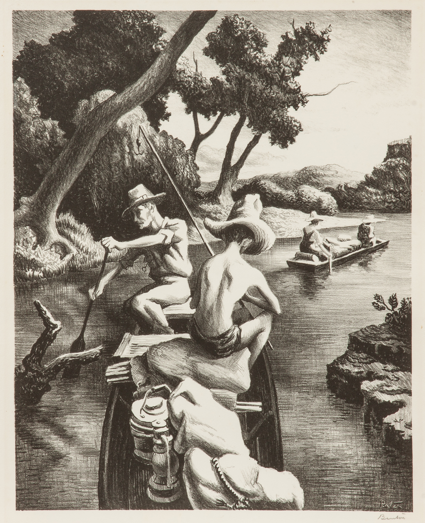 Appraisal: Thomas Hart Benton American - Down the River Sgn lower