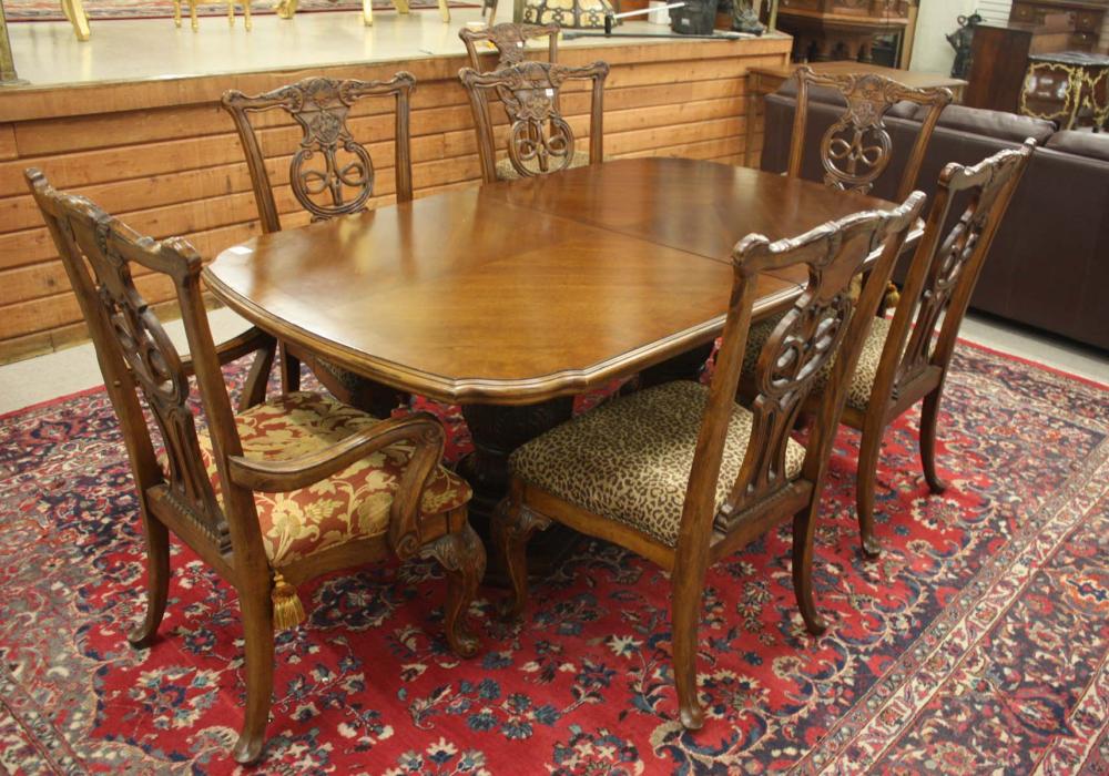 Appraisal: GEORGE II STYLE DINING TABLE AND TEN CHAIRS SET Bernhardt