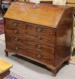 Appraisal: George III mahogany slant lid desk George III mahogany slant