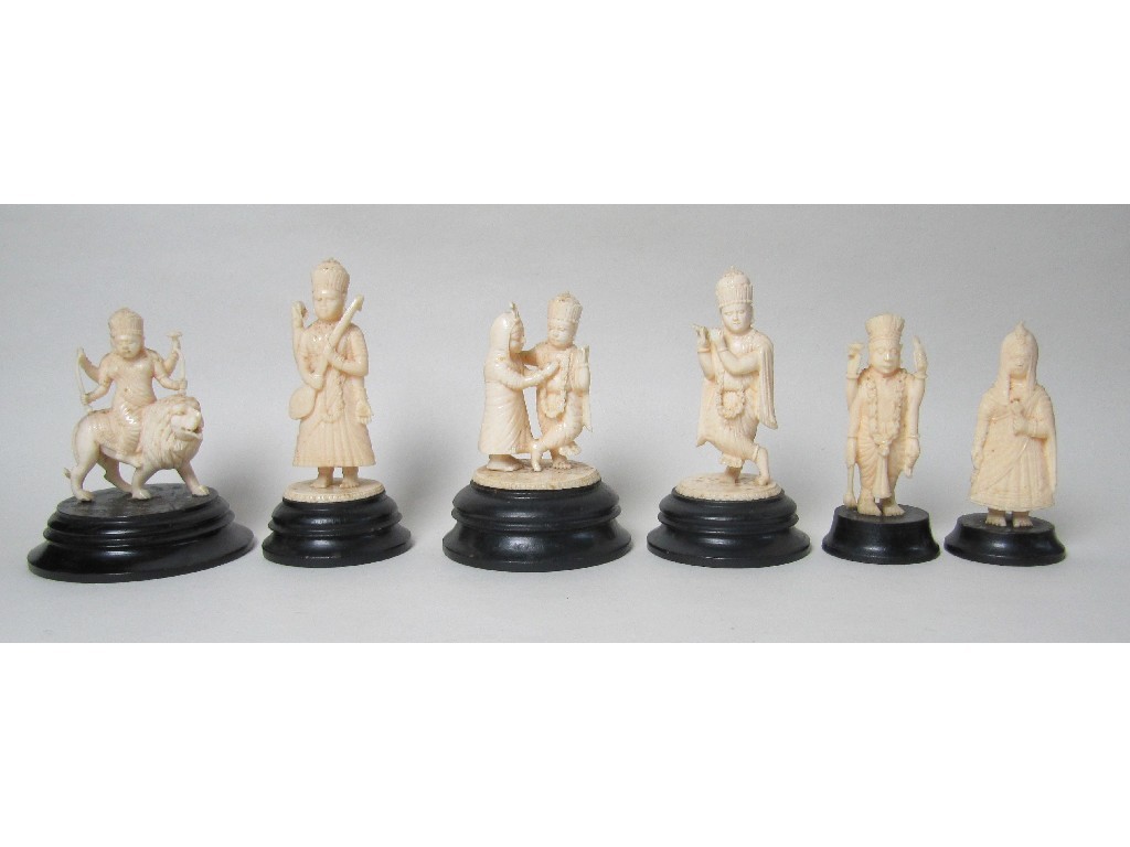 Appraisal: Six Indian ivory figures comprising deities and noble figures