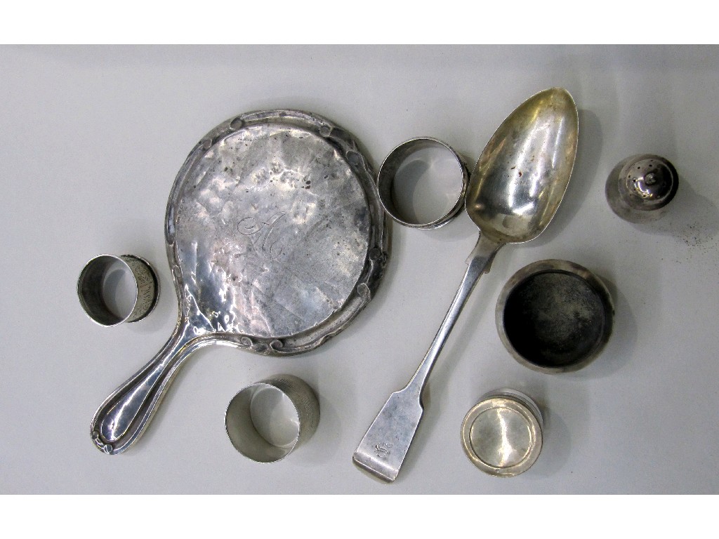 Appraisal: Box of assorted silver - napkin rings spoons etc