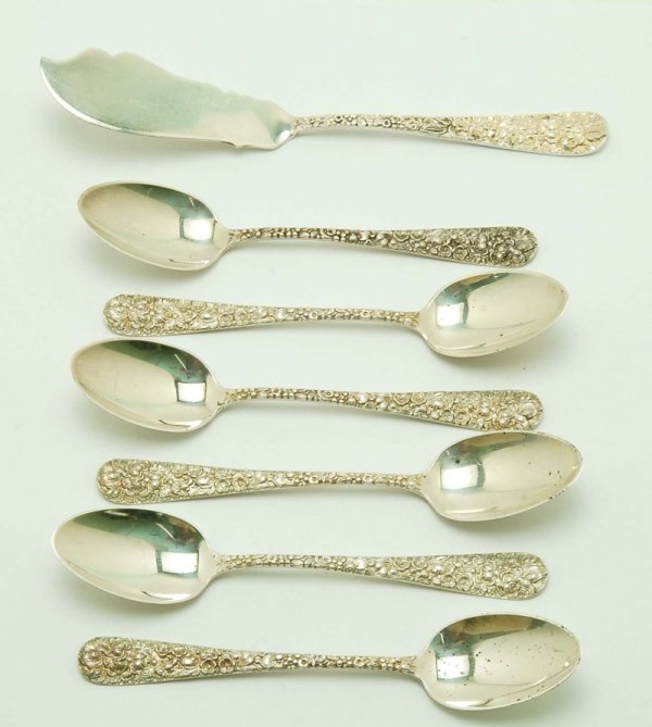 Appraisal: Six - sterling teaspoons and a sterling master butter knife