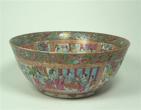 Appraisal: A th century Chinese Canton porcelain punch bowl profusely decorated