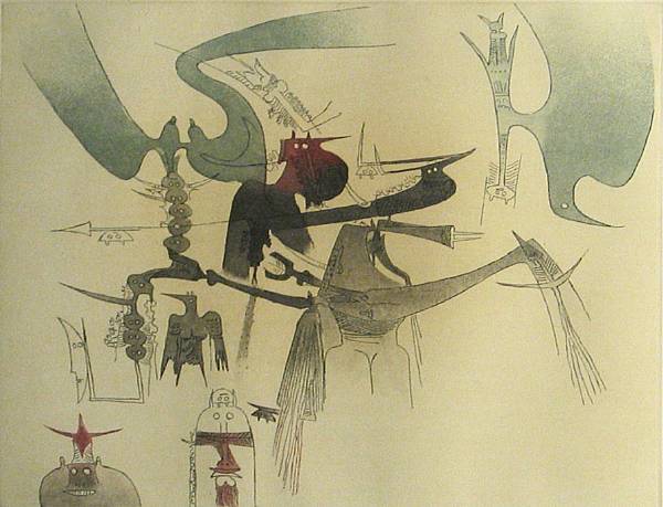 Appraisal: Wifredo Lam Cuban - Untitled from Visible Invisible Color etching