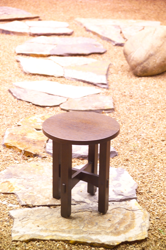 Appraisal: GUSTAV STICKLEY Early tabouret - with circular top over arched